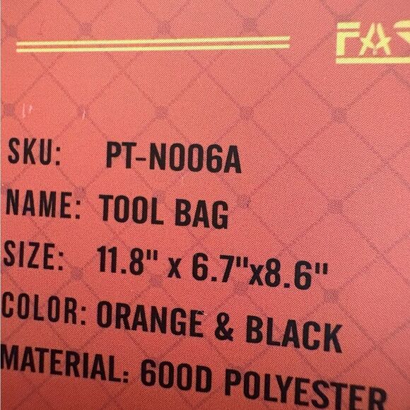 Orange and Black 12” Tool or Duffel Bag - Picture 6 of 6